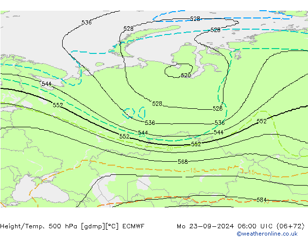 Height/Temp. 500 hPa ECMWF Po 23.09.2024 06 UTC