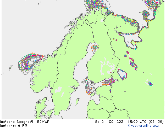 Isotachs Spaghetti ECMWF sab 21.09.2024 18 UTC