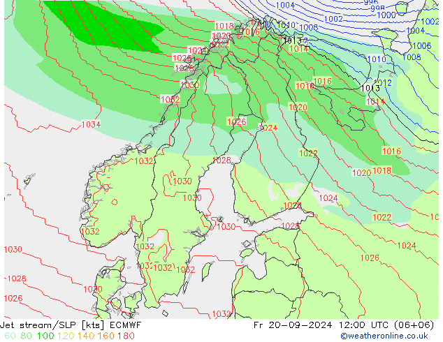 Jet stream/SLP ECMWF Fr 20.09.2024 12 UTC