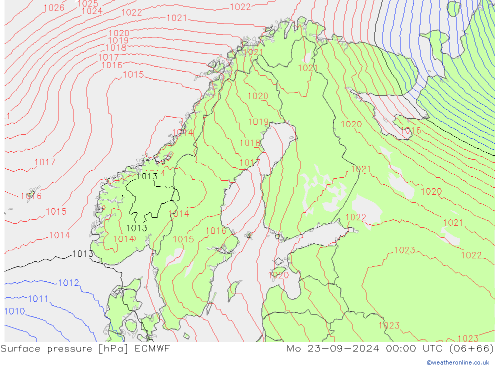 Pressione al suolo ECMWF lun 23.09.2024 00 UTC