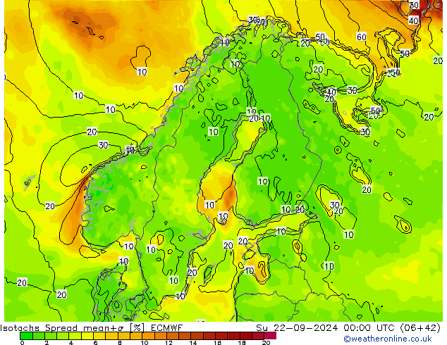 Isotachs Spread ECMWF dim 22.09.2024 00 UTC