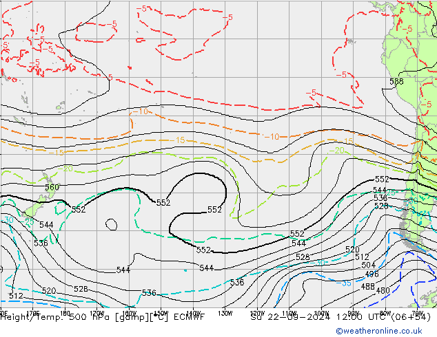 Height/Temp. 500 гПа ECMWF Вс 22.09.2024 12 UTC