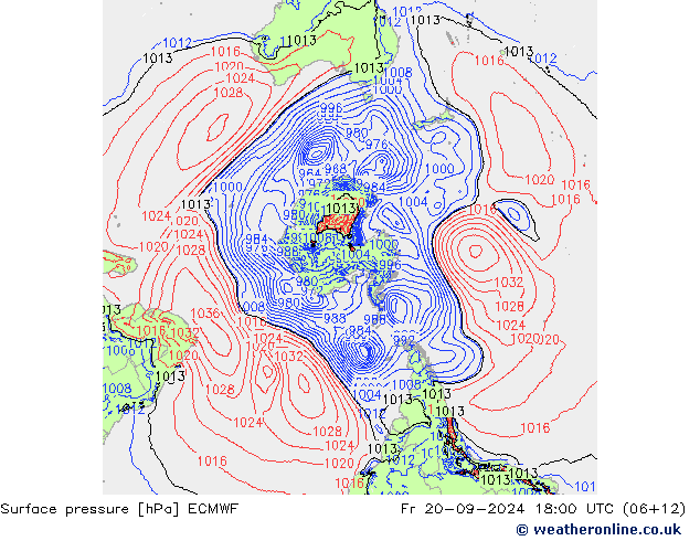 Surface pressure ECMWF Fr 20.09.2024 18 UTC