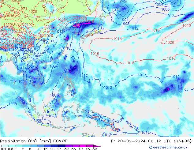 Précipitation (6h) ECMWF ven 20.09.2024 12 UTC