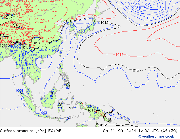 pressão do solo ECMWF Sáb 21.09.2024 12 UTC