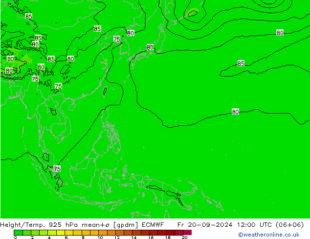 Height/Temp. 925 hPa ECMWF Fr 20.09.2024 12 UTC