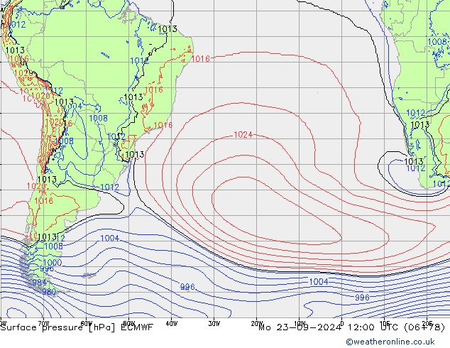 Atmosférický tlak ECMWF Po 23.09.2024 12 UTC