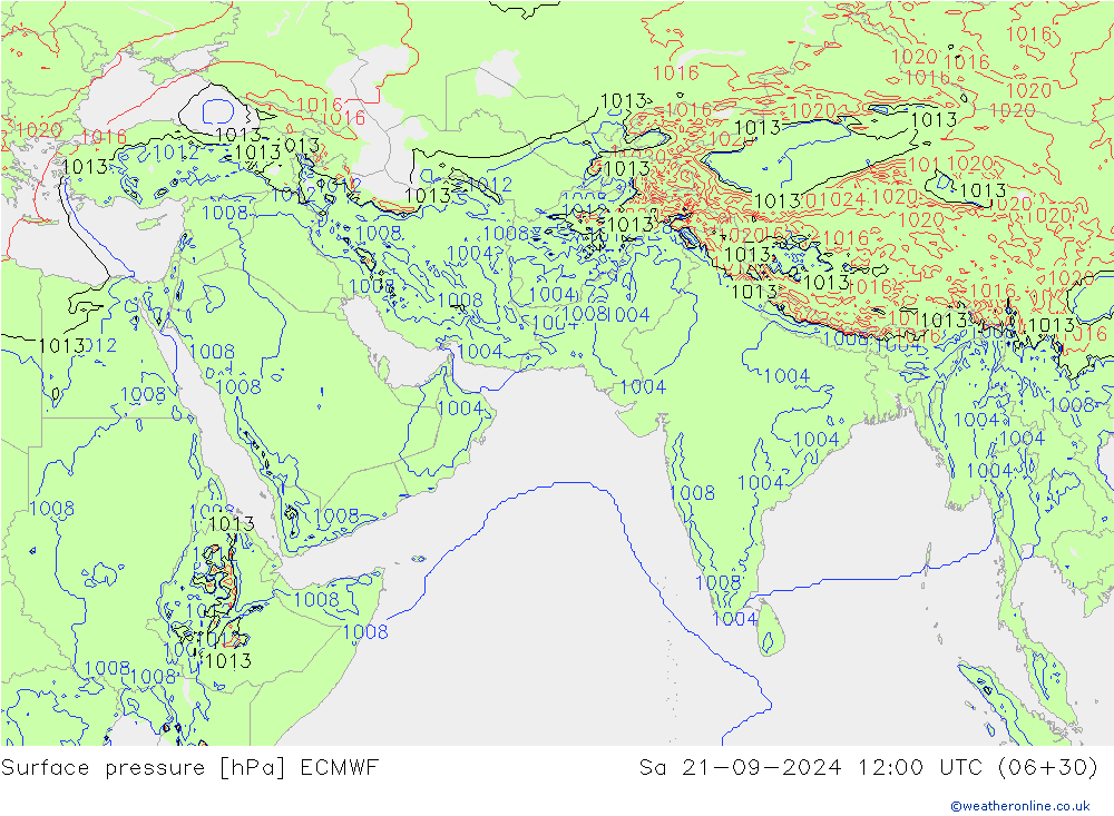 Surface pressure ECMWF Sa 21.09.2024 12 UTC