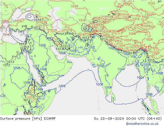 Atmosférický tlak ECMWF Ne 22.09.2024 00 UTC