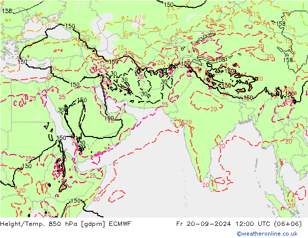 Height/Temp. 850 hPa ECMWF pt. 20.09.2024 12 UTC