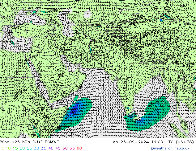 Rüzgar 925 hPa ECMWF Pzt 23.09.2024 12 UTC