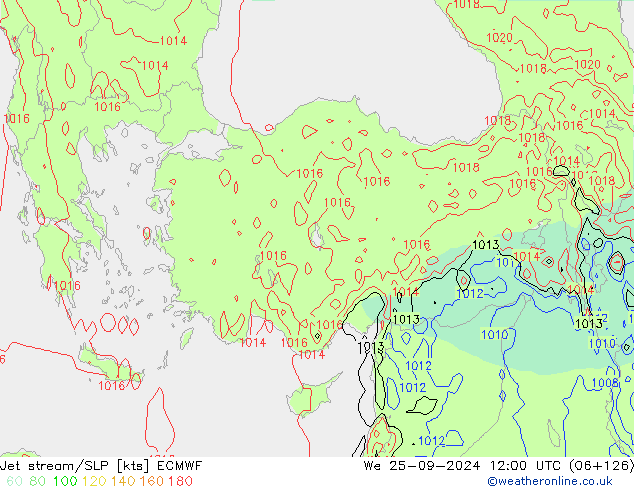 Straalstroom/SLP ECMWF wo 25.09.2024 12 UTC