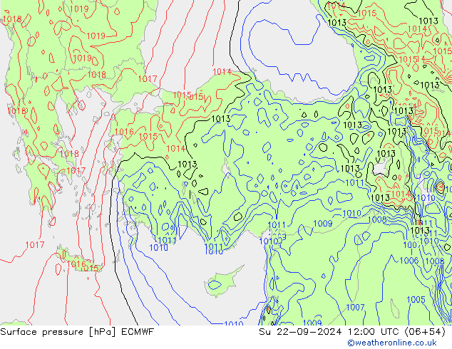 Luchtdruk (Grond) ECMWF zo 22.09.2024 12 UTC