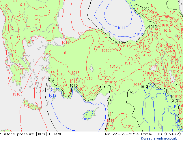 Atmosférický tlak ECMWF Po 23.09.2024 06 UTC