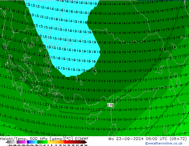 Yükseklik/Sıc. 500 hPa ECMWF Pzt 23.09.2024 06 UTC