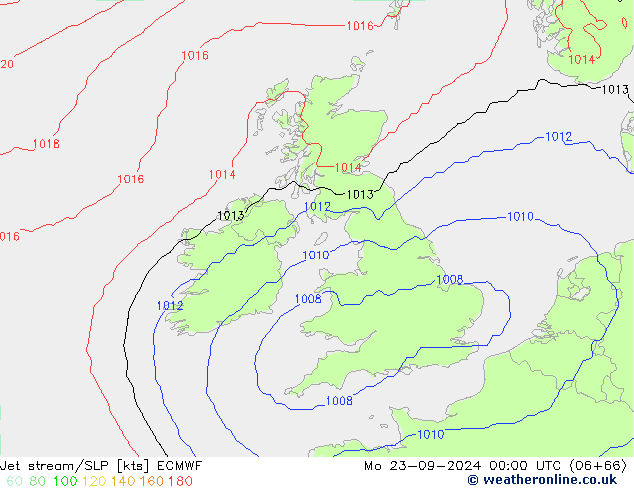 Jet stream ECMWF Seg 23.09.2024 00 UTC