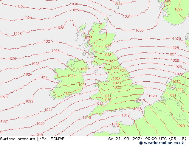 Surface pressure ECMWF Sa 21.09.2024 00 UTC