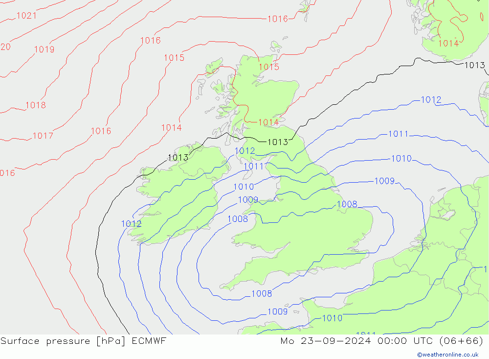 Luchtdruk (Grond) ECMWF ma 23.09.2024 00 UTC