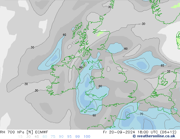 Humidité rel. 700 hPa ECMWF ven 20.09.2024 18 UTC