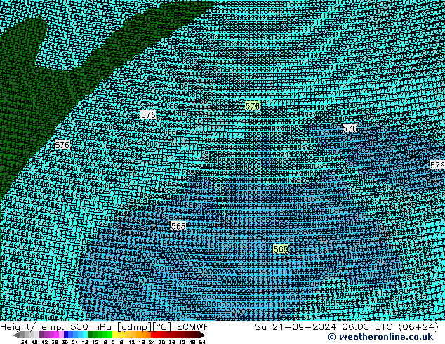 Géop./Temp. 500 hPa ECMWF sam 21.09.2024 06 UTC