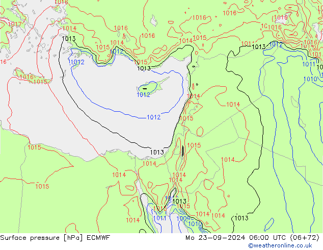 Surface pressure ECMWF Mo 23.09.2024 06 UTC