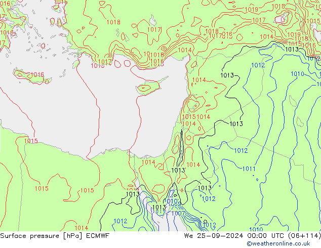 Yer basıncı ECMWF Çar 25.09.2024 00 UTC