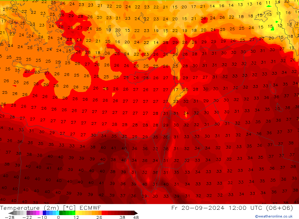 Temperatura (2m) ECMWF Sex 20.09.2024 12 UTC