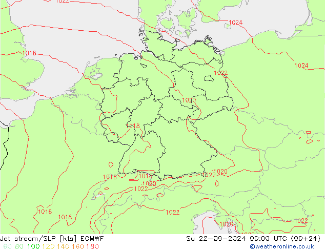 高速氣流/地面气压 ECMWF 星期日 22.09.2024 00 UTC