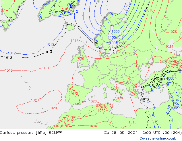 Bodendruck ECMWF So 29.09.2024 12 UTC