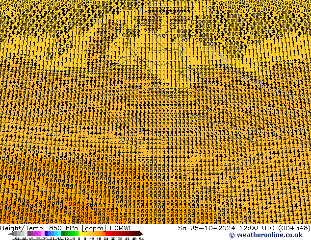 Height/Temp. 850 hPa ECMWF Sa 05.10.2024 12 UTC