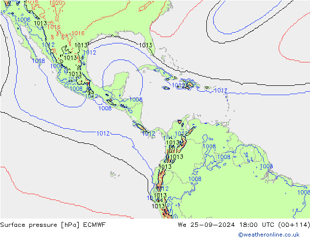 Surface pressure ECMWF We 25.09.2024 18 UTC