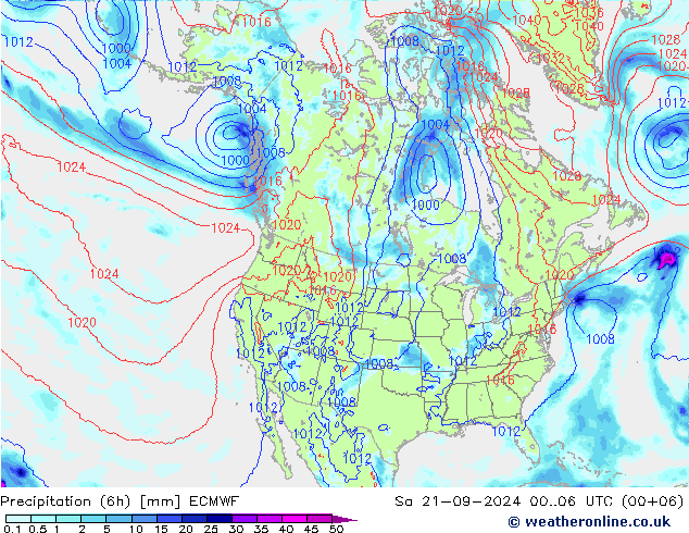 Precipitación (6h) ECMWF sáb 21.09.2024 06 UTC