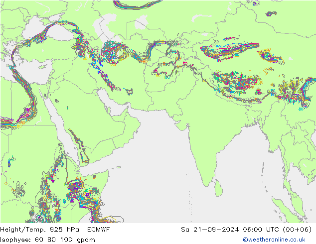 Height/Temp. 925 hPa ECMWF 星期六 21.09.2024 06 UTC