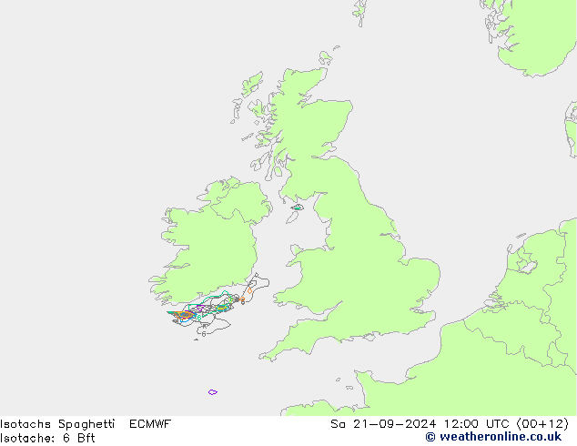 Isotachen Spaghetti ECMWF Sa 21.09.2024 12 UTC