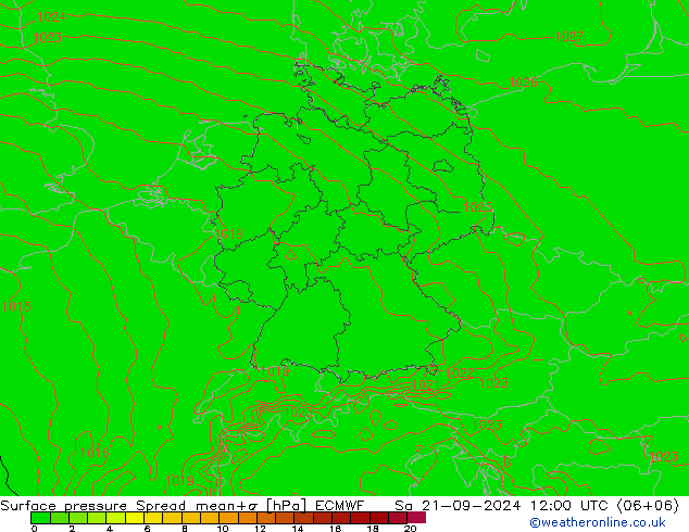 Bodendruck Spread ECMWF Sa 21.09.2024 12 UTC