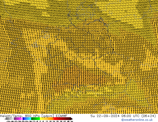 Height/Temp. 850 hPa ECMWF So 22.09.2024 06 UTC