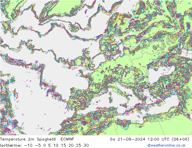 Temperaturkarte Spaghetti ECMWF Sa 21.09.2024 12 UTC