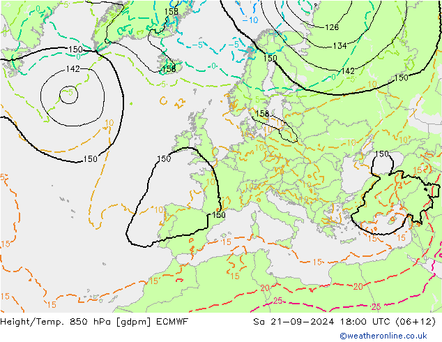 Height/Temp. 850 hPa ECMWF Sa 21.09.2024 18 UTC