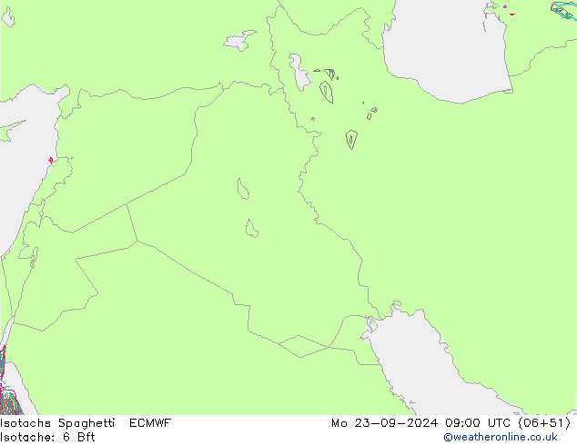 Isotachs Spaghetti ECMWF Mo 23.09.2024 09 UTC