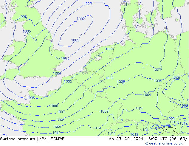 地面气压 ECMWF 星期一 23.09.2024 18 UTC