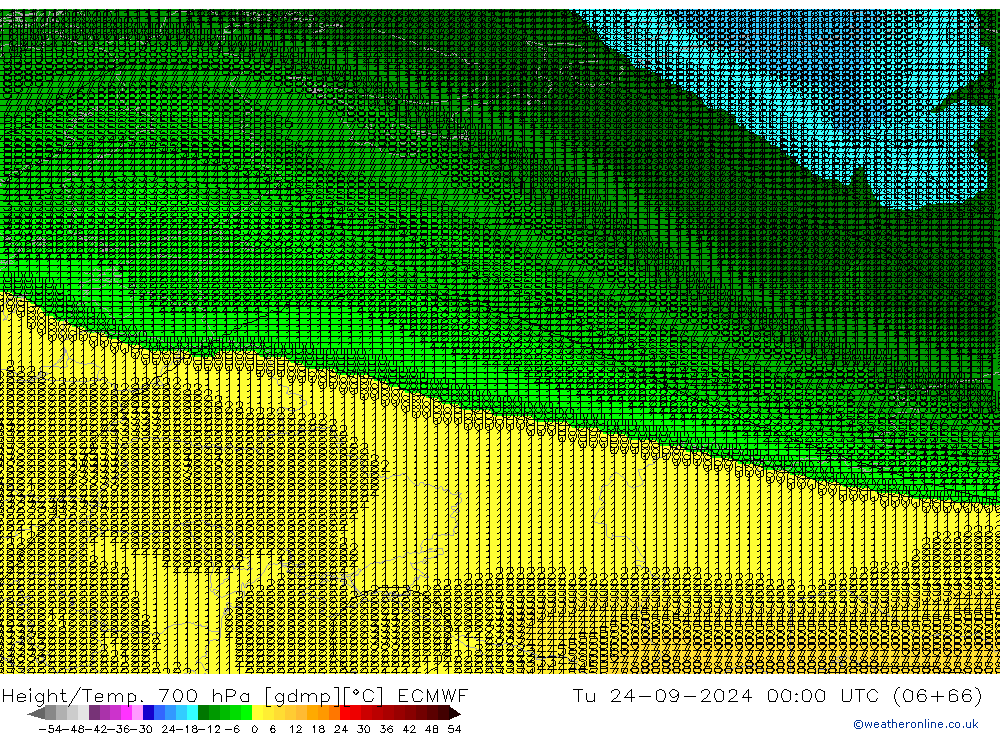 Height/Temp. 700 hPa ECMWF Tu 24.09.2024 00 UTC