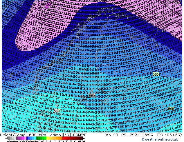 Height/Temp. 500 hPa ECMWF 星期一 23.09.2024 18 UTC