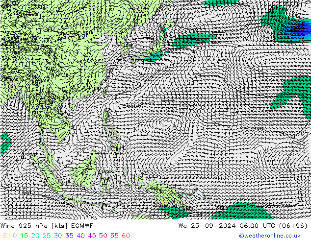 Wind 925 hPa ECMWF We 25.09.2024 06 UTC