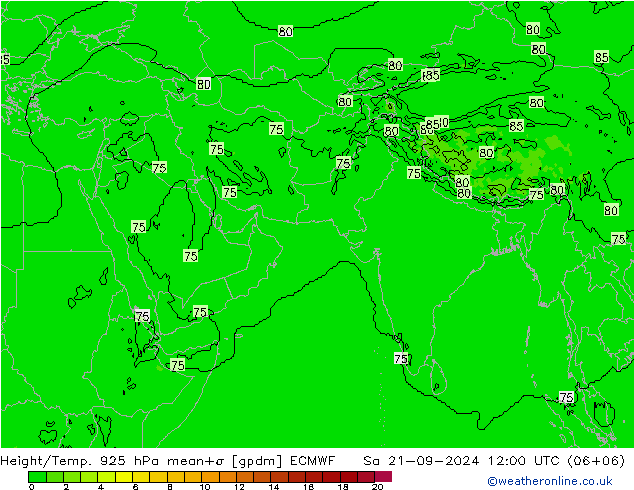 Height/Temp. 925 hPa ECMWF 星期六 21.09.2024 12 UTC