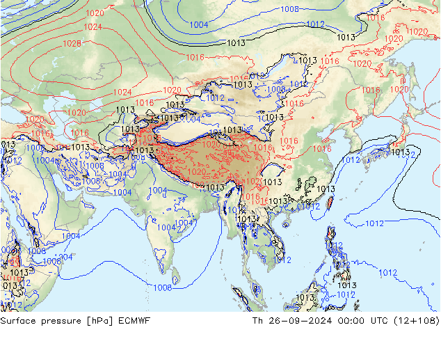 Surface pressure ECMWF Th 26.09.2024 00 UTC