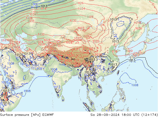 Bodendruck ECMWF Sa 28.09.2024 18 UTC