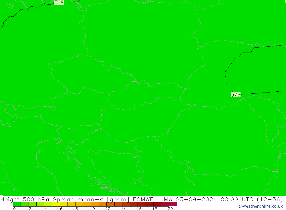 Height 500 hPa Spread ECMWF Mo 23.09.2024 00 UTC