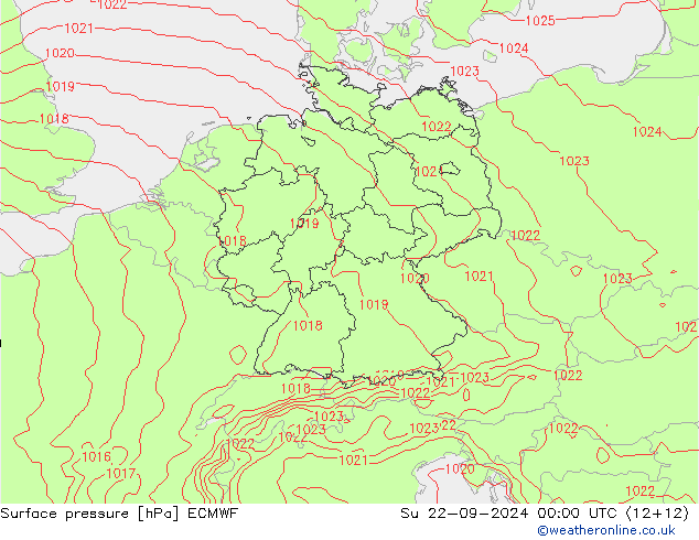 地面气压 ECMWF 星期日 22.09.2024 00 UTC