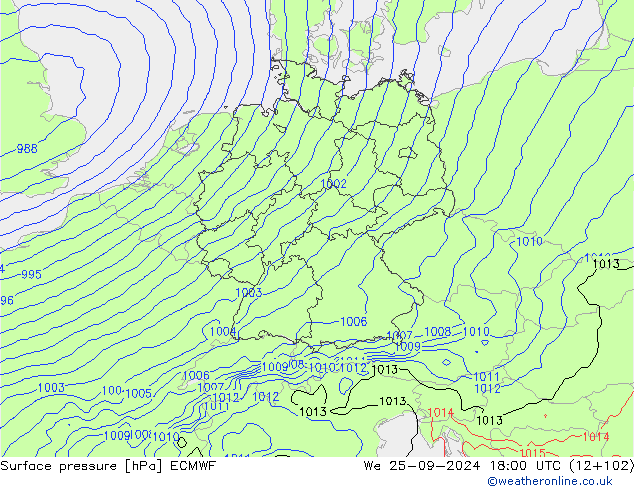 Bodendruck ECMWF Mi 25.09.2024 18 UTC