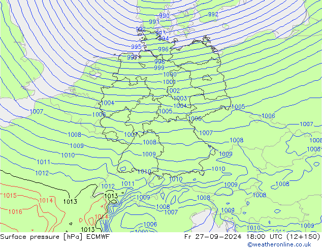 приземное давление ECMWF пт 27.09.2024 18 UTC